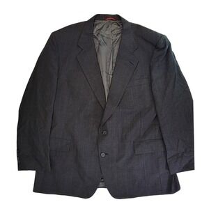 Jos A Bank Wool Pinstripe Suit Blazer‎ Jacket Men 48 R Dark Gray